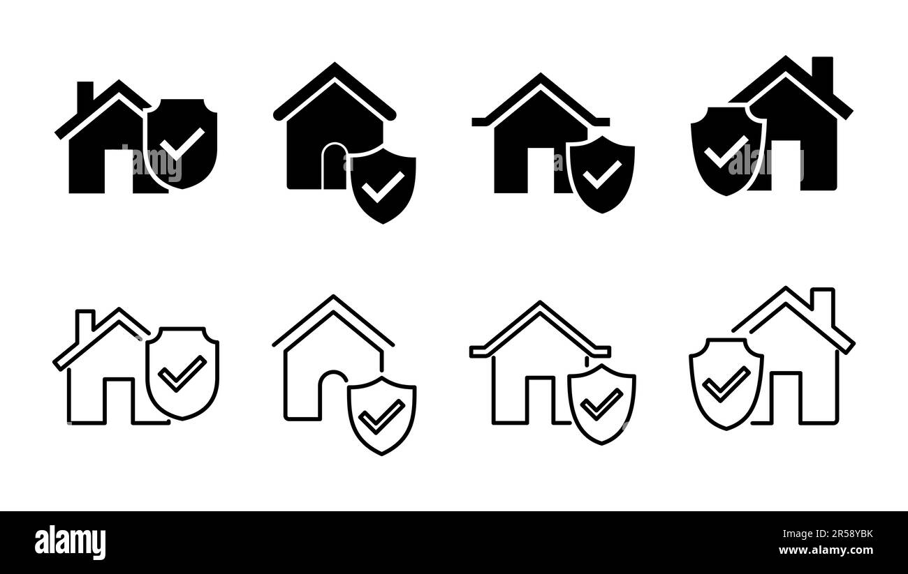house insurance icon set. house protection icon Stock Vector Image ...
