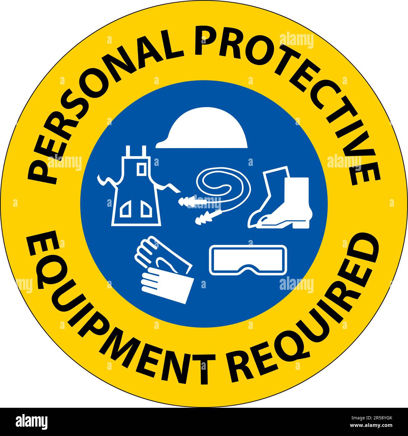 Warning and personal protective equipment ppe sign Stock Vector Images
