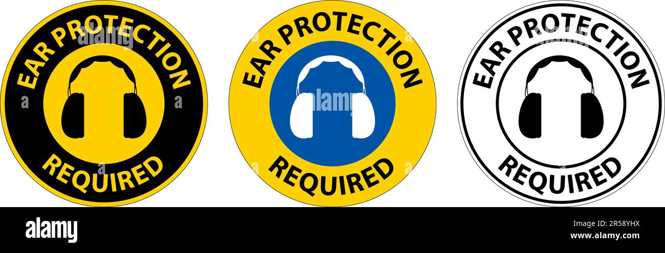 Notice Ear Protection Required Sign on white background Stock Vector ...