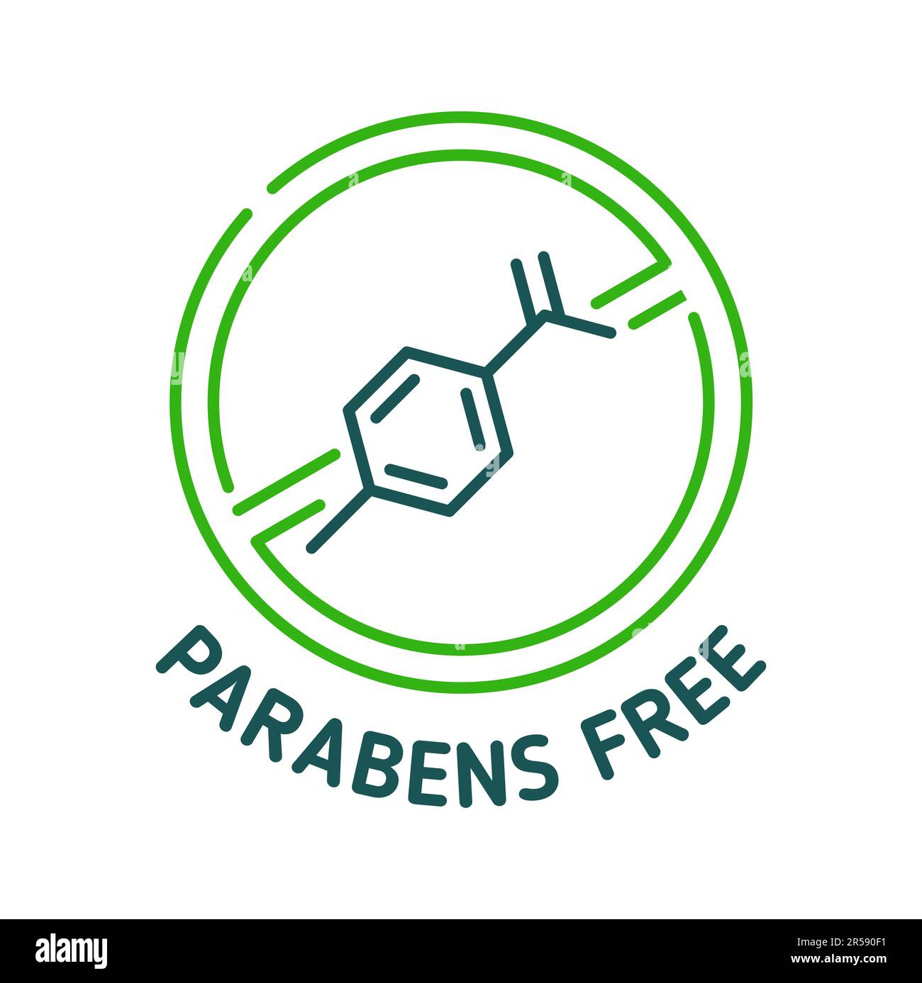 Parabens free icon or sign for natural organic and no chemical preservative product, vector symbol. Parabens free icon for cosmetics, skincare and hea Stock Vector