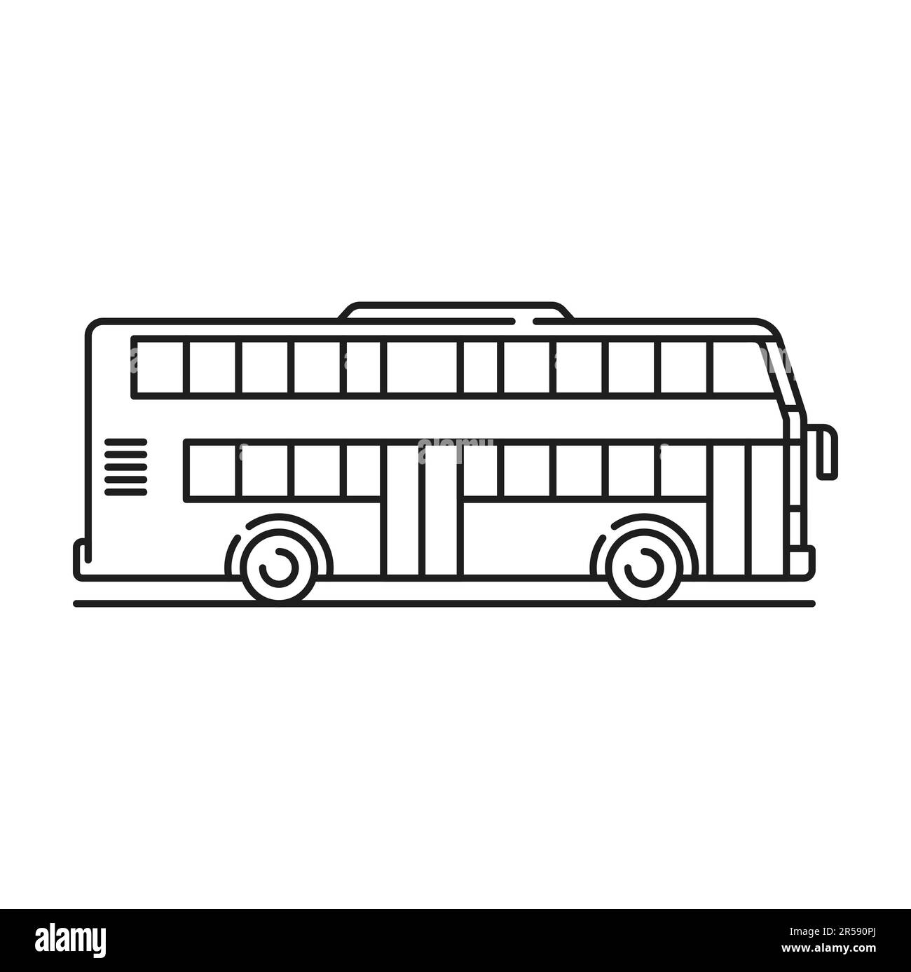 School bus line icon passenger tour transport sign. Vector double