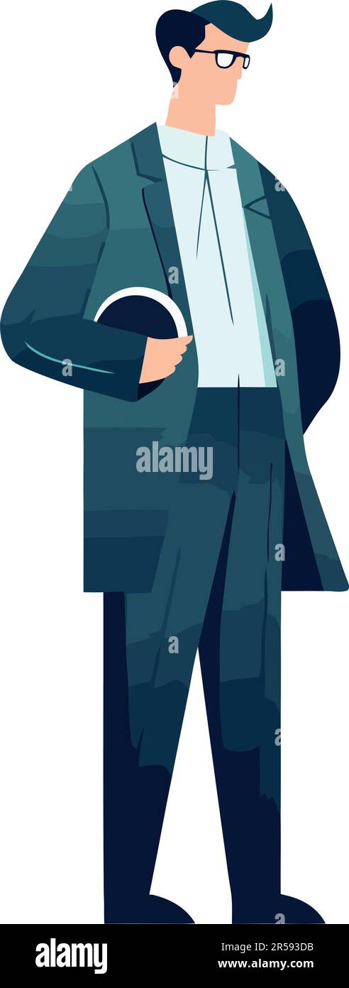 Successful businessman standing over white Stock Vector