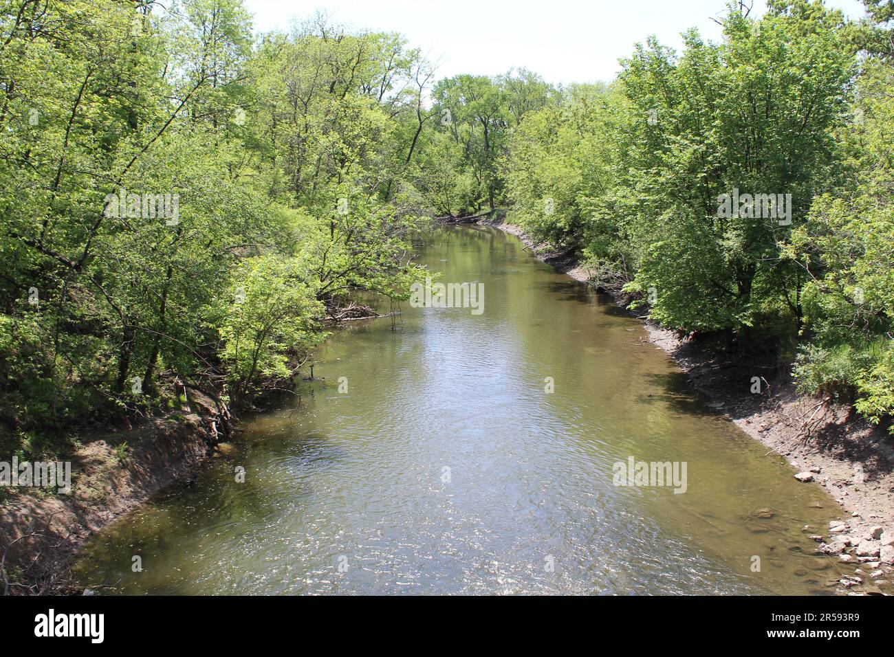 North Branch of the Chicago River in Niles, Illinoi Stock Photo