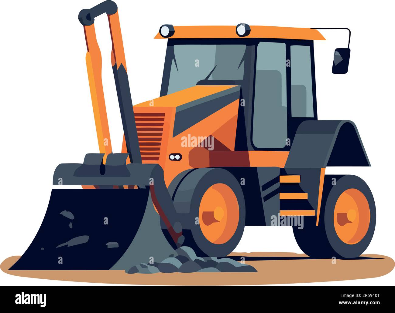 Construction industry machinery working on construction site isolated