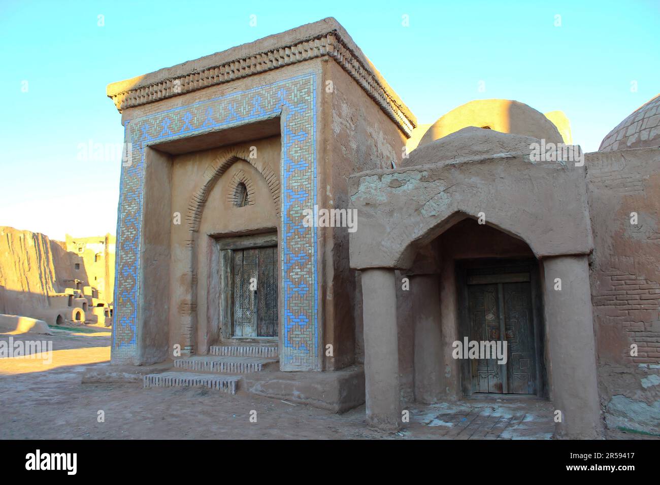 Mongol Empire. The capital of the Golden Horde - Sarai Batu. (Reconstruction), background image Stock Photo