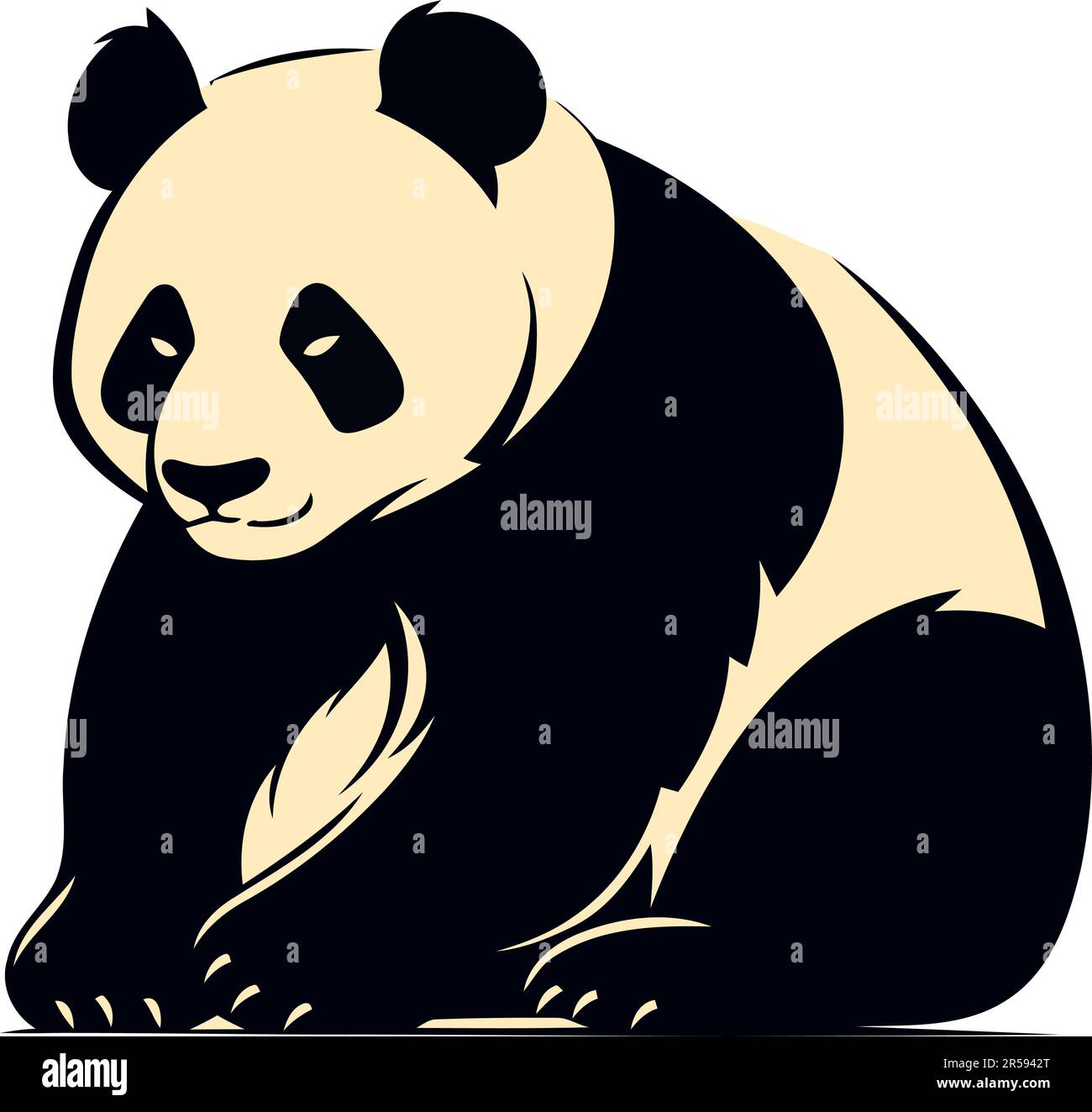 Cute panda sitting looking at camera cheerfully isolated Stock Vector