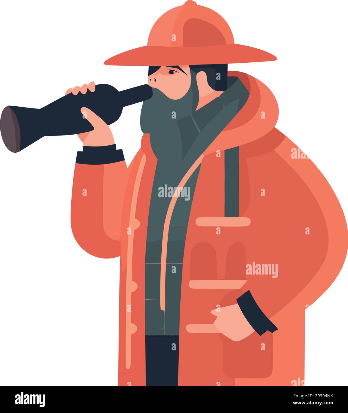 man watching with telescope over white Stock Vector