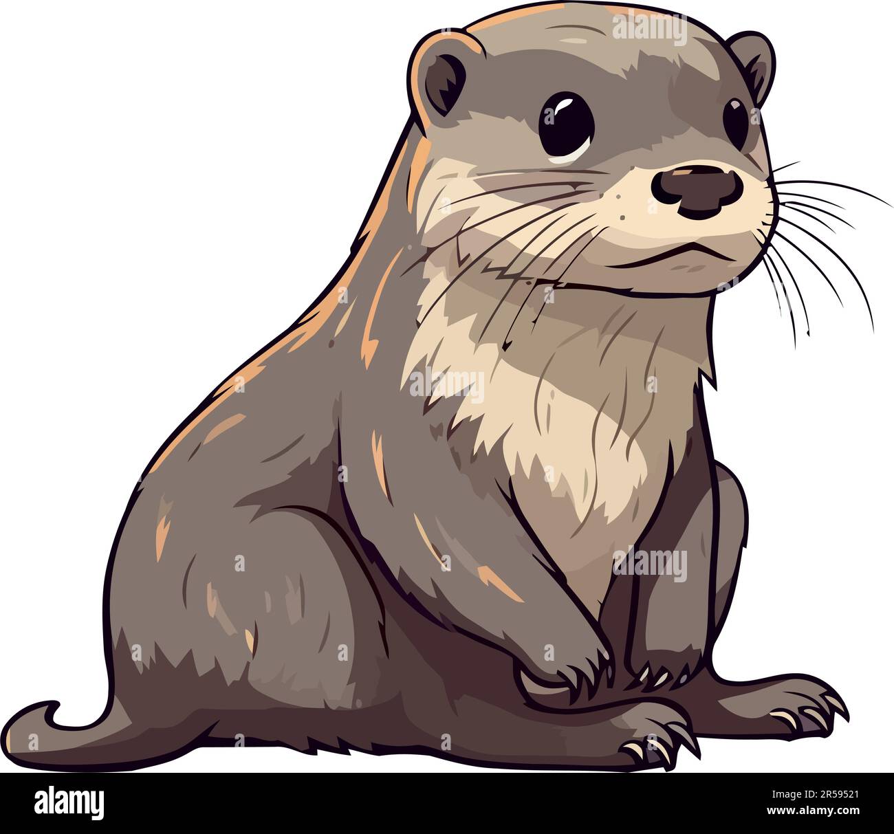 Cute otter sitting icon isolated Stock Vector