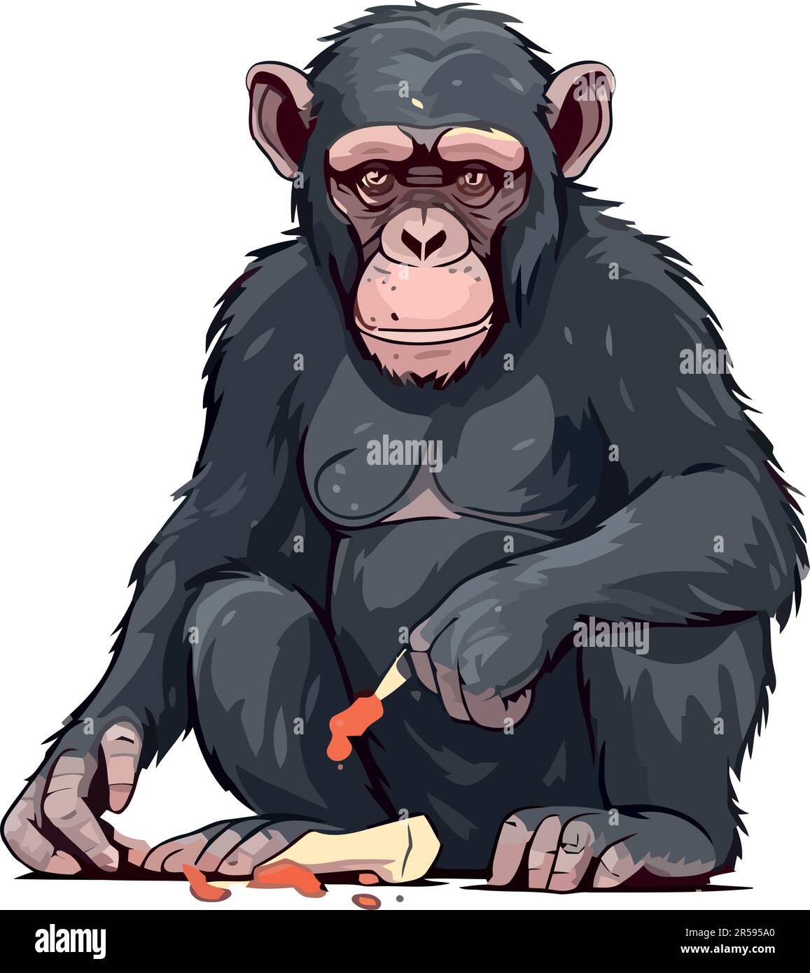 Cute monkey mascot sitting on white isolated Stock Vector Image & Art ...