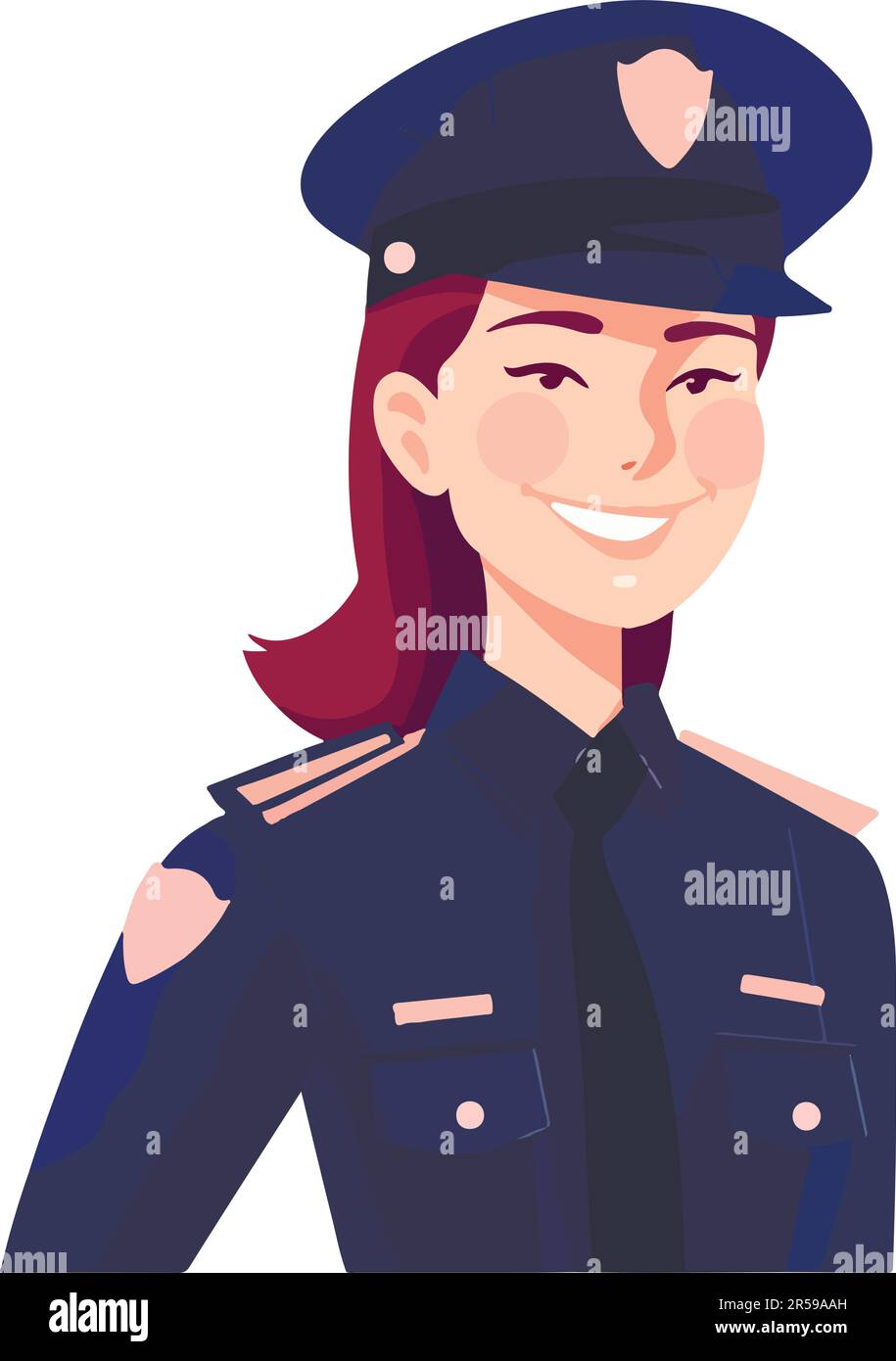 Beautiful girl police-officer in uniform. Vector illustration. Isolated ...