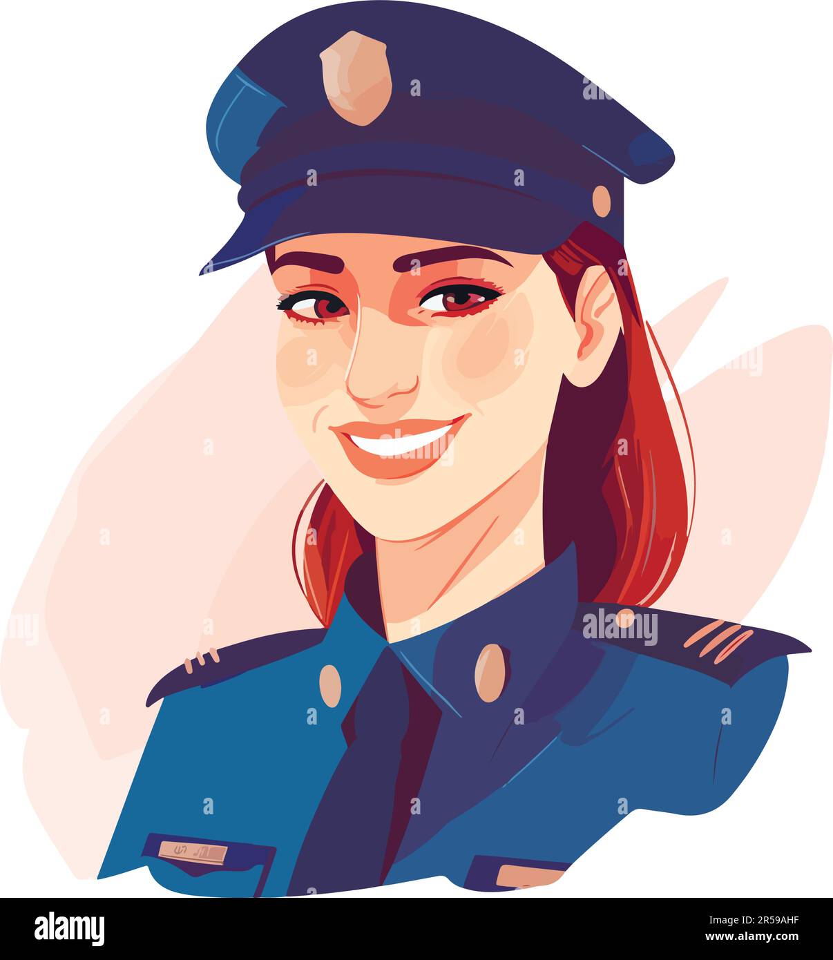 Beautiful girl police-officer in uniform. Vector illustration. Isolated ...