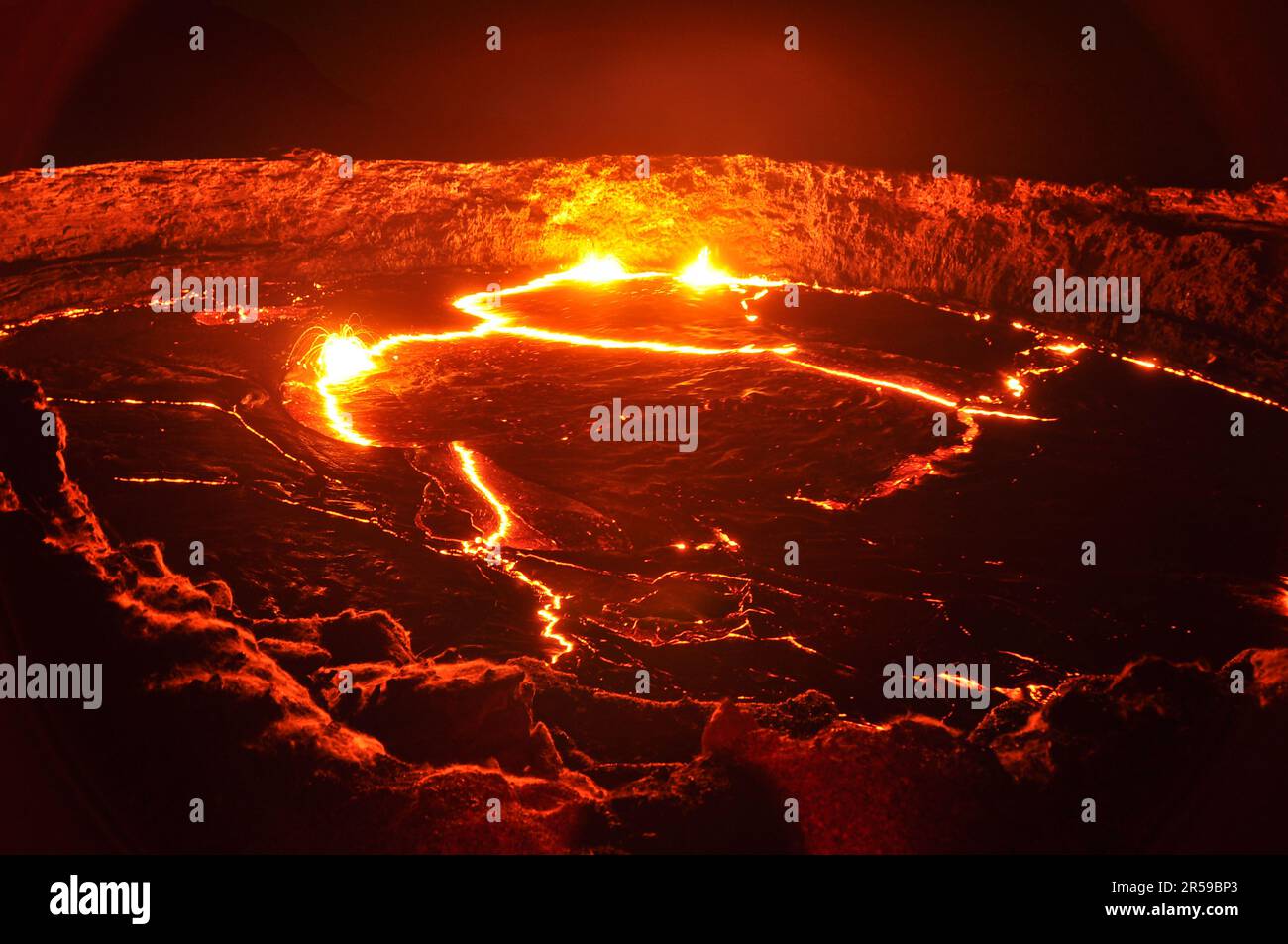 Erta Ale volcano in Ethiopia, the impressive active lake of lava Stock