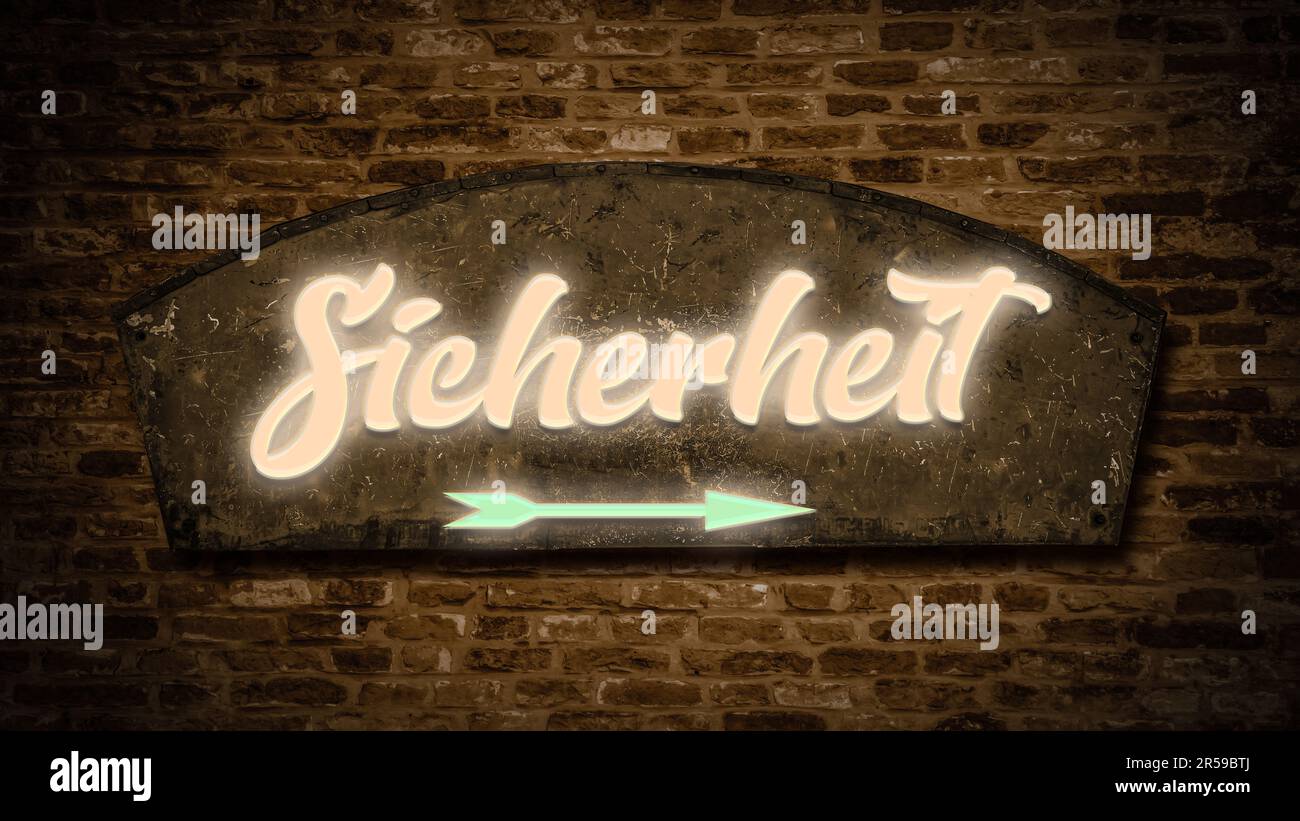 An image of a signpost in German pointing in the direction of safety