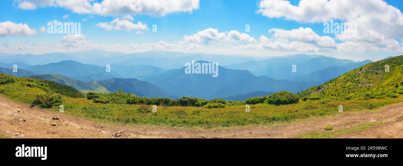 path through the mountain hill. wonderful landscape of carpathian mountains in summer. travel ukraine Stock Photo