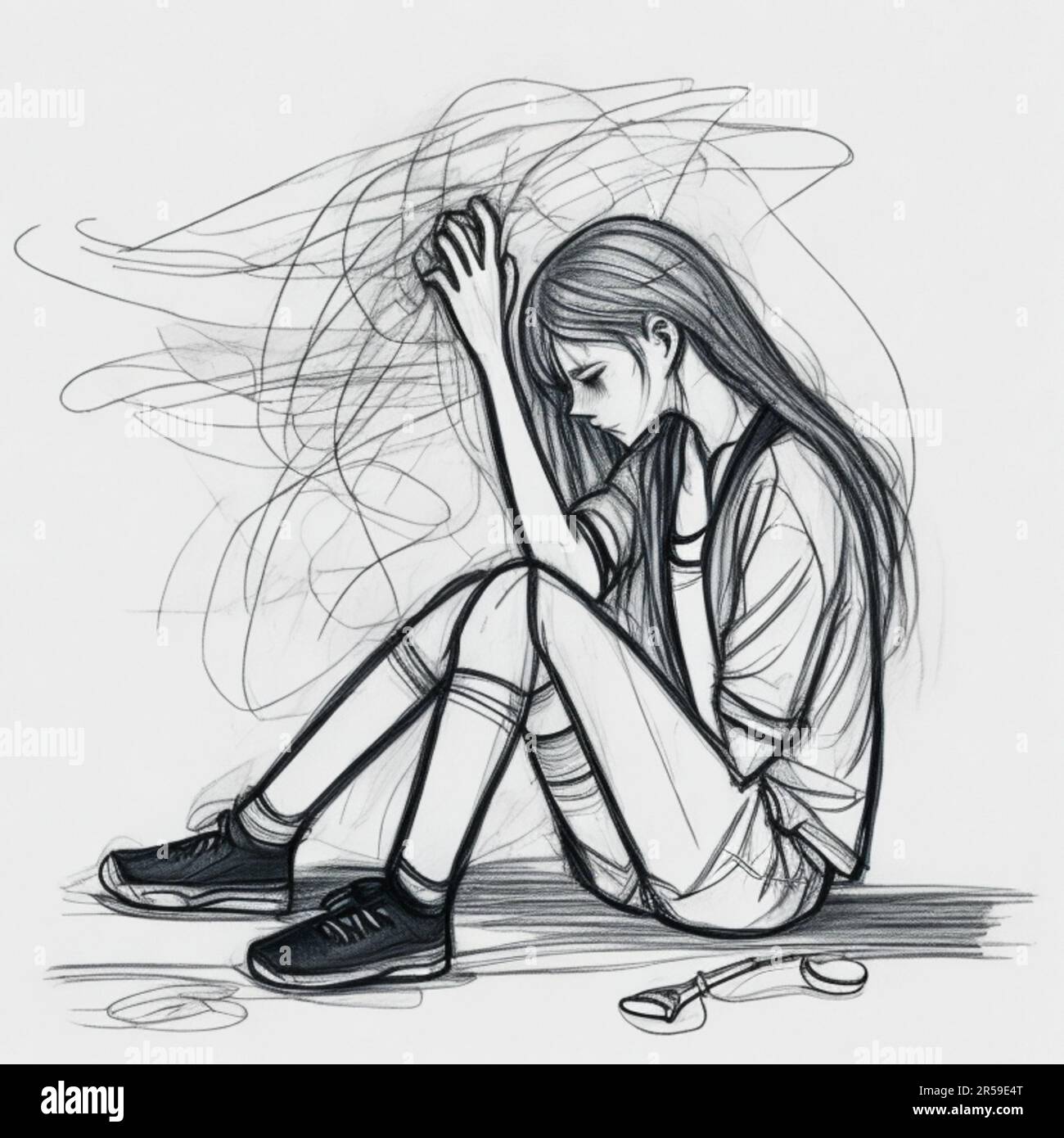 sad drawing easy | depressed drawings | sad drawing tutorial | رسم عن  الاكتئاب | رسومات حزينه | رسم فتاه حزينة | رسم سهل - YouTube