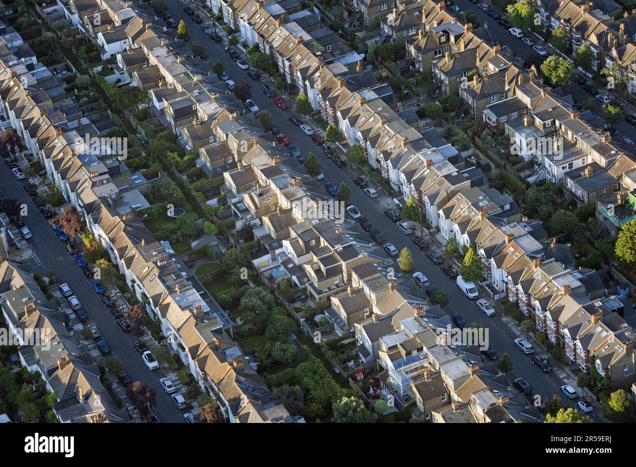 File photo dated 13/08/17 of an aerial view of terraced houses in south west London. Demand for housing across Ireland is up 17% over the last 12 months, according to research by property website Daft.ie. Issue date: Friday June 2, 2023. Stock Photo
