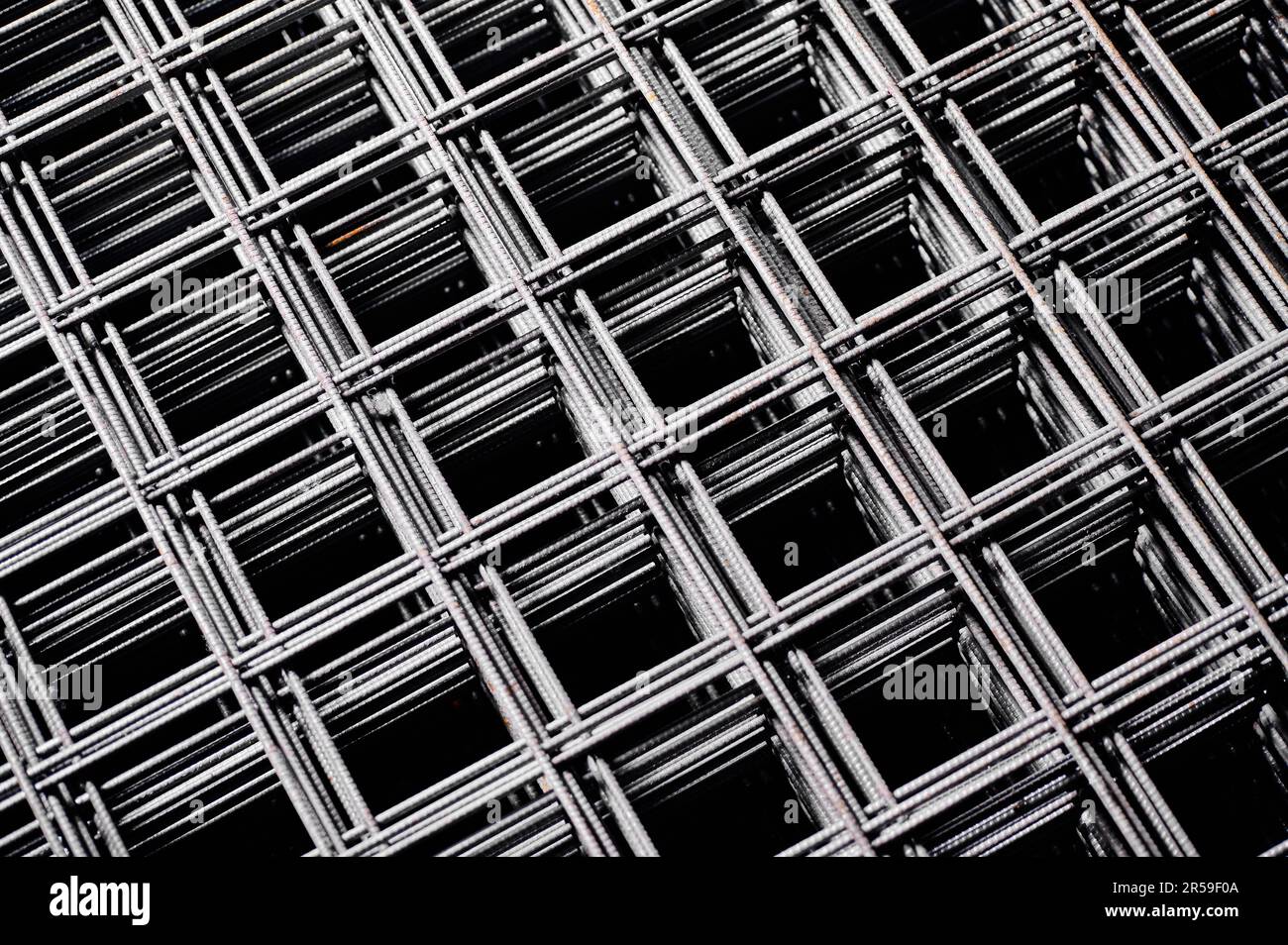 Stacked welded wire mesh in cold plant storehouse macro view Stock ...