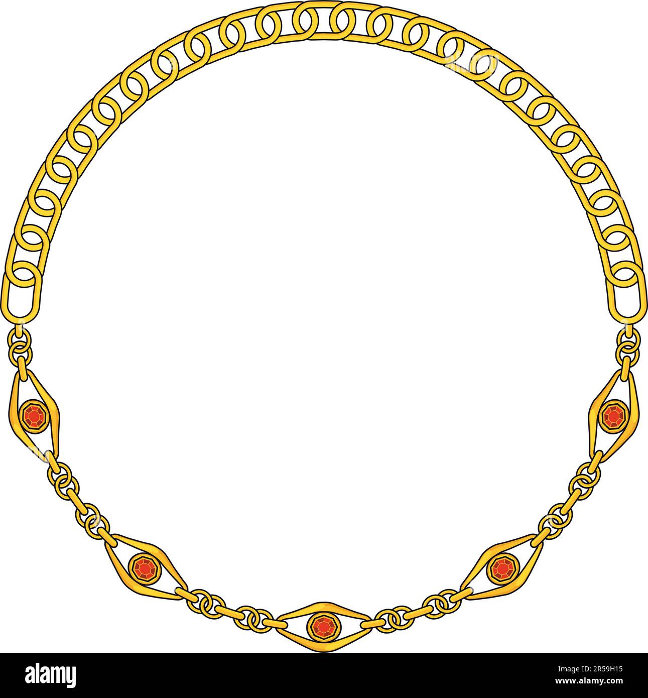 Round Chain frame. Circle chains border. Boho bracelet Stock Vector ...