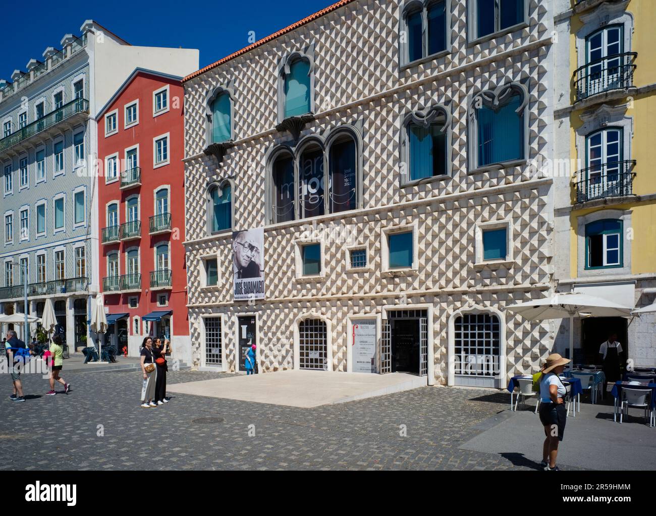 House of Spikes built in 1523 is one of the few buildings that survived the great earthquake of 1755 Stock Photo