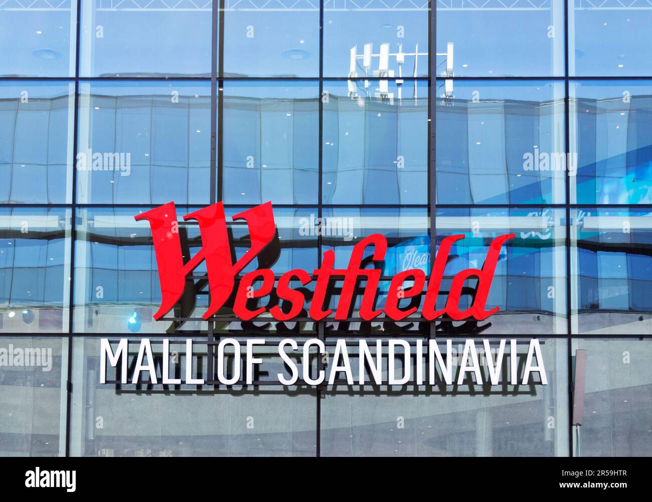 Stockholm, Sweden - May 23, 2023: sign for Scandinavia's largest mall Stock Photo