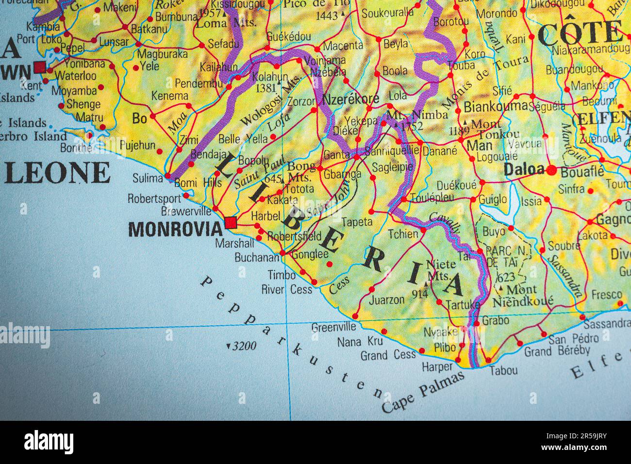 Atlas Map Of Monrovia In Liberia Stock Photo Alamy Atlas Map Of Monrovia In Liberia 2R59JRY