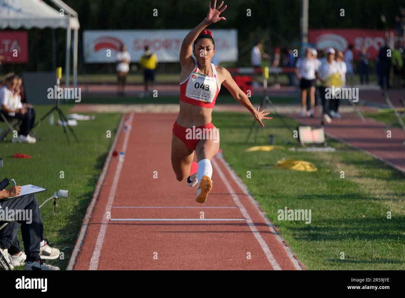 Marsa, Malta. 1st June, 2023. Maltese athlete Claire Azzopardi competes