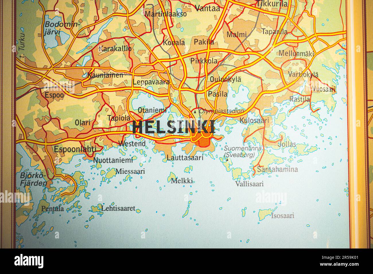 Atlas map of Helsinki in Finland Stock Photo