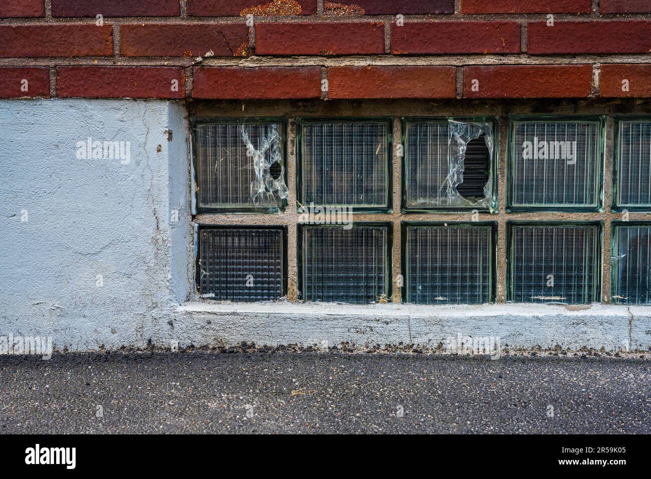 Broken glass building blocks og a cellar window Stock Photo Alamy