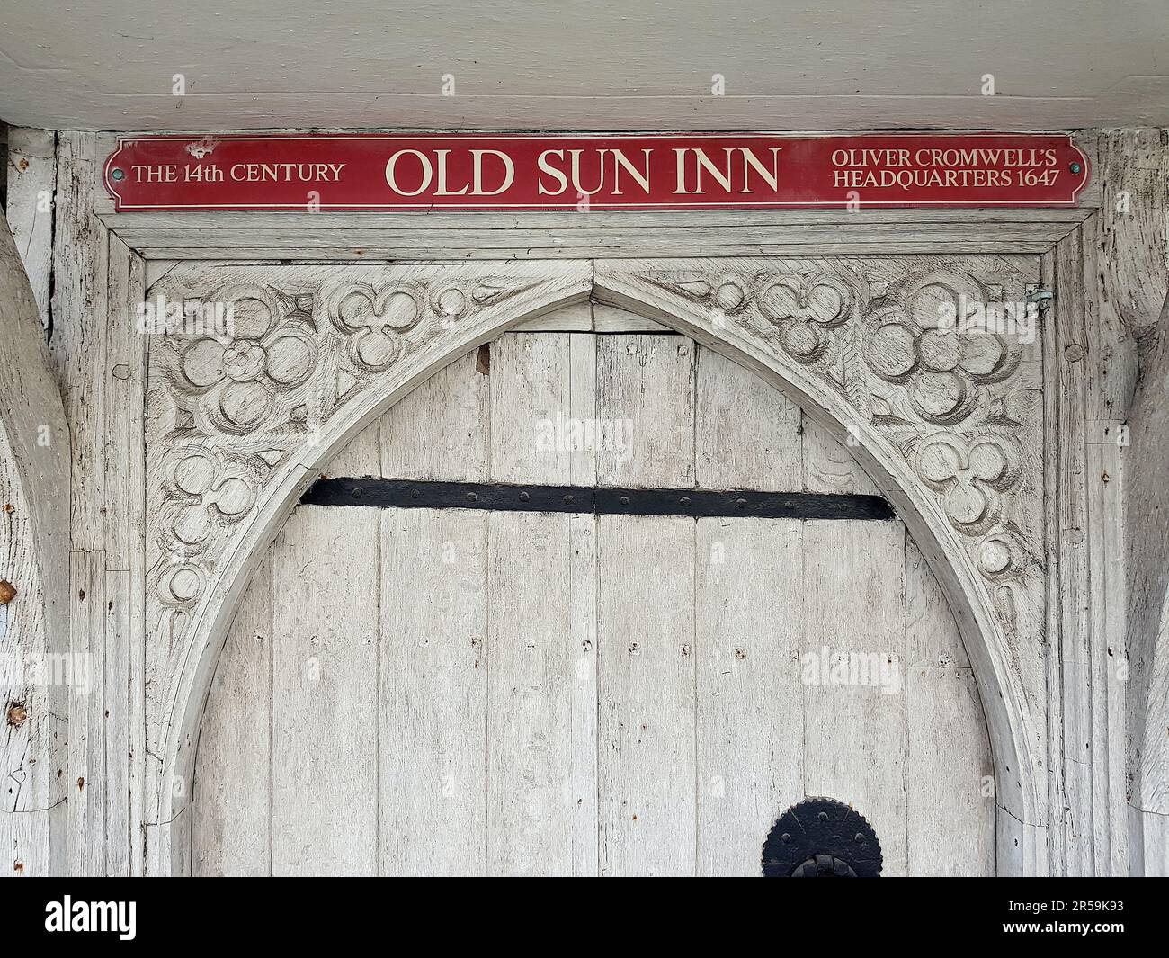 Detail from a front door of a traditional historic building in Saffron Walden, UK. Stock Photo