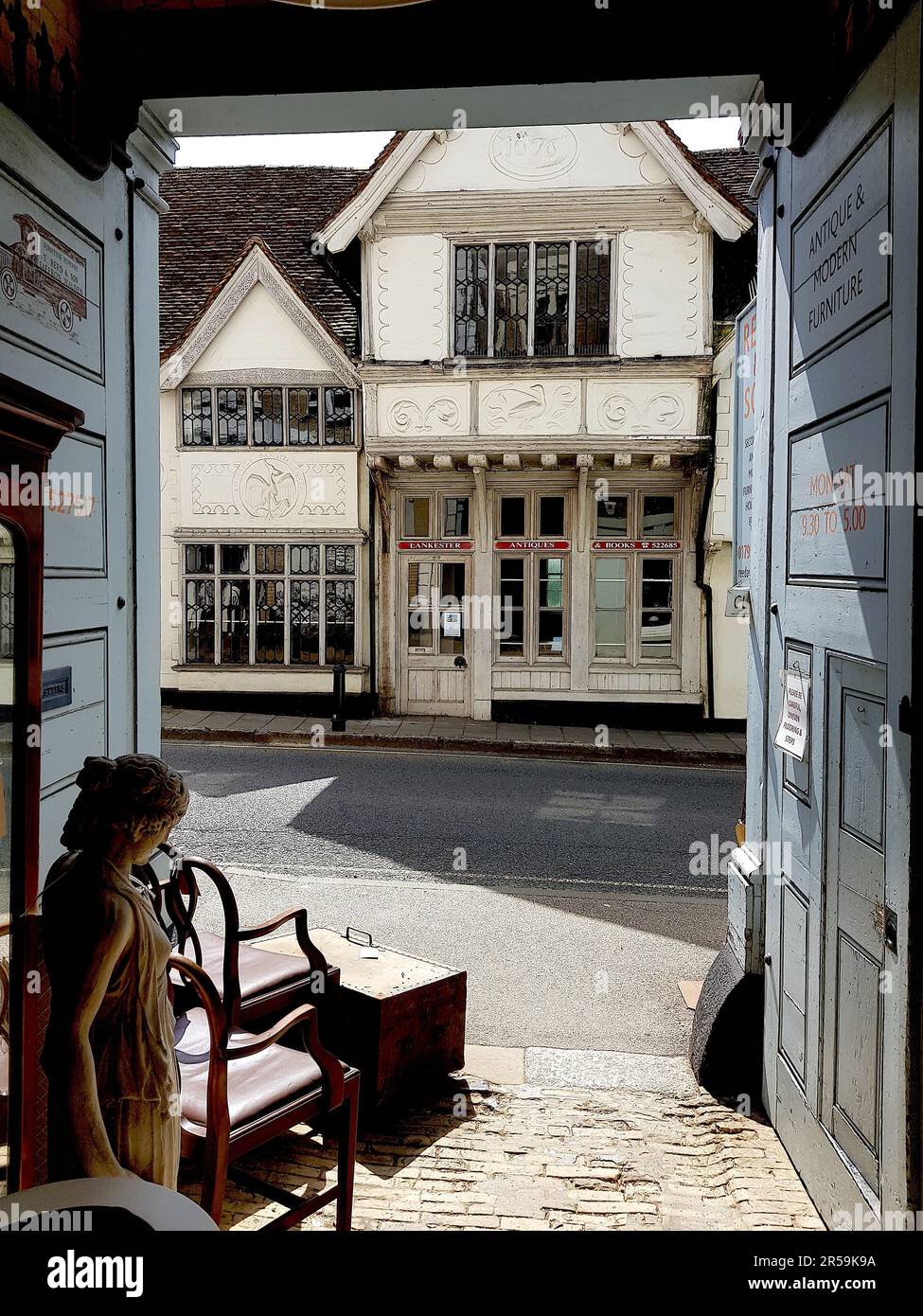 Street scene showing a traditional historic building in Saffron Walden, UK. Stock Photo