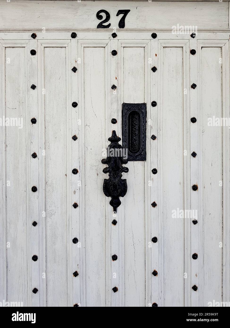 Detail from a front door of a traditional historic building in Saffron Walden, UK. Stock Photo