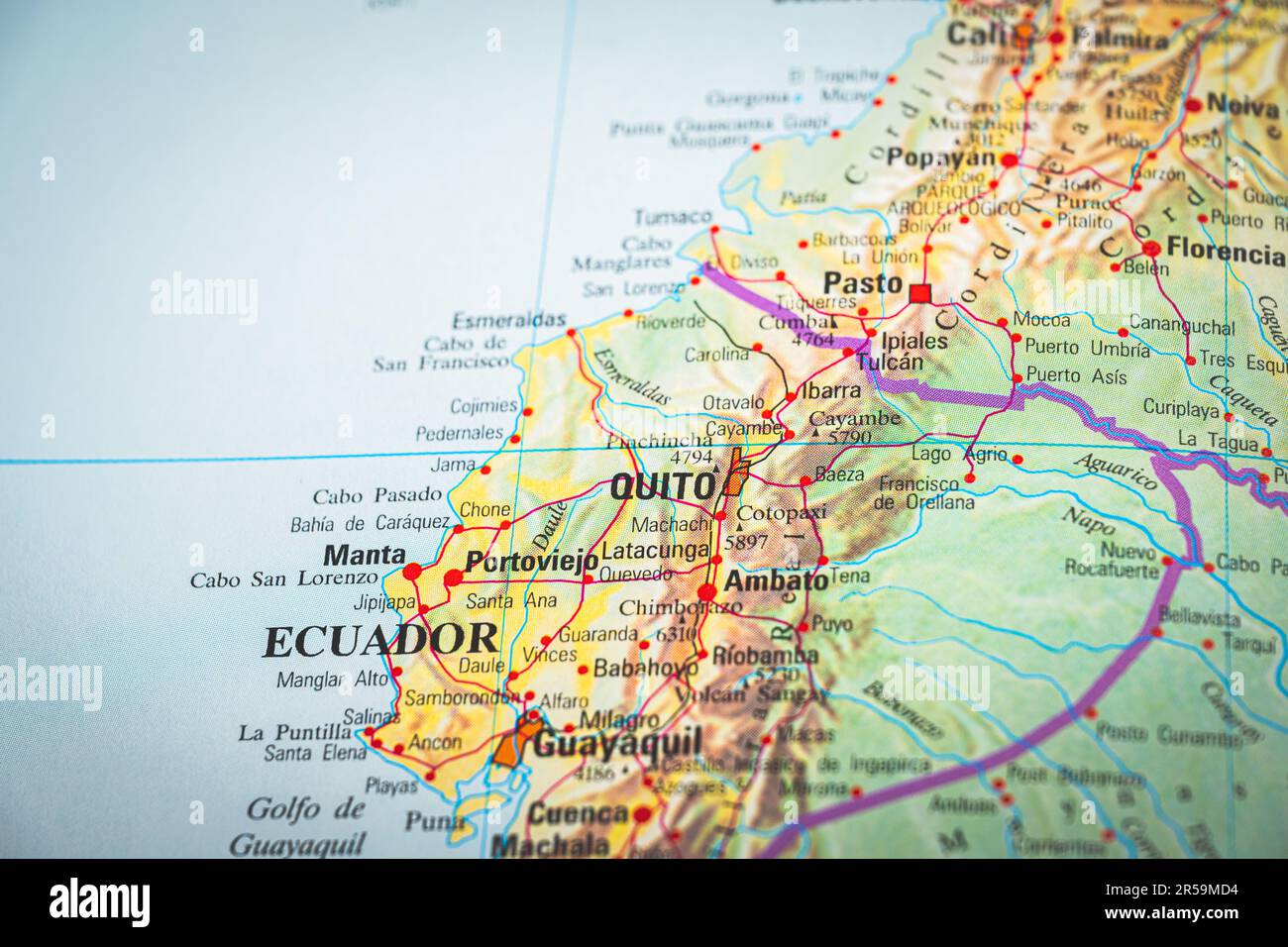Atlas map of Quito in Ecuador Stock Photo