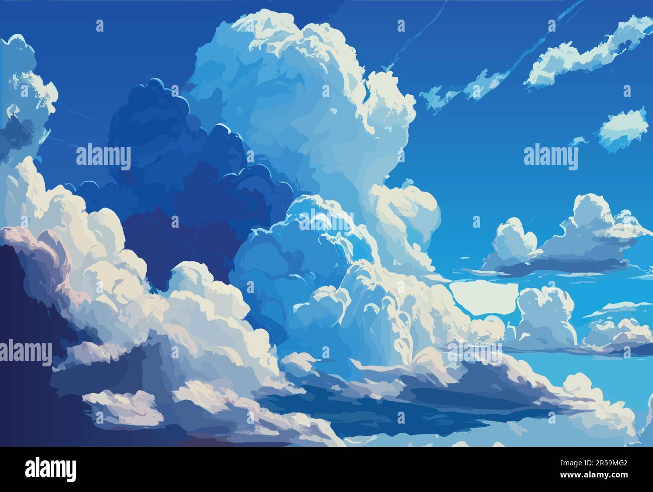 Vector Blue Sky Clouds. Anime Clean Style Stock Vector - Illustration of  bright, gradient: 171922498