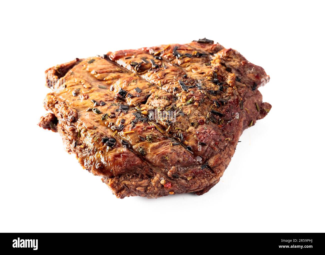 Grilled ribeye beef steak isolated on a white background Stock Photo ...