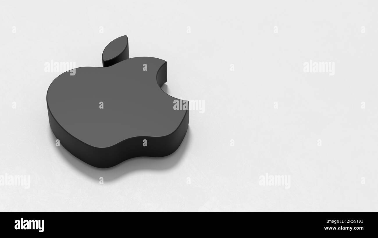 Apple Inc. Company Logo on Gray Background with Copy Space Stock Photo