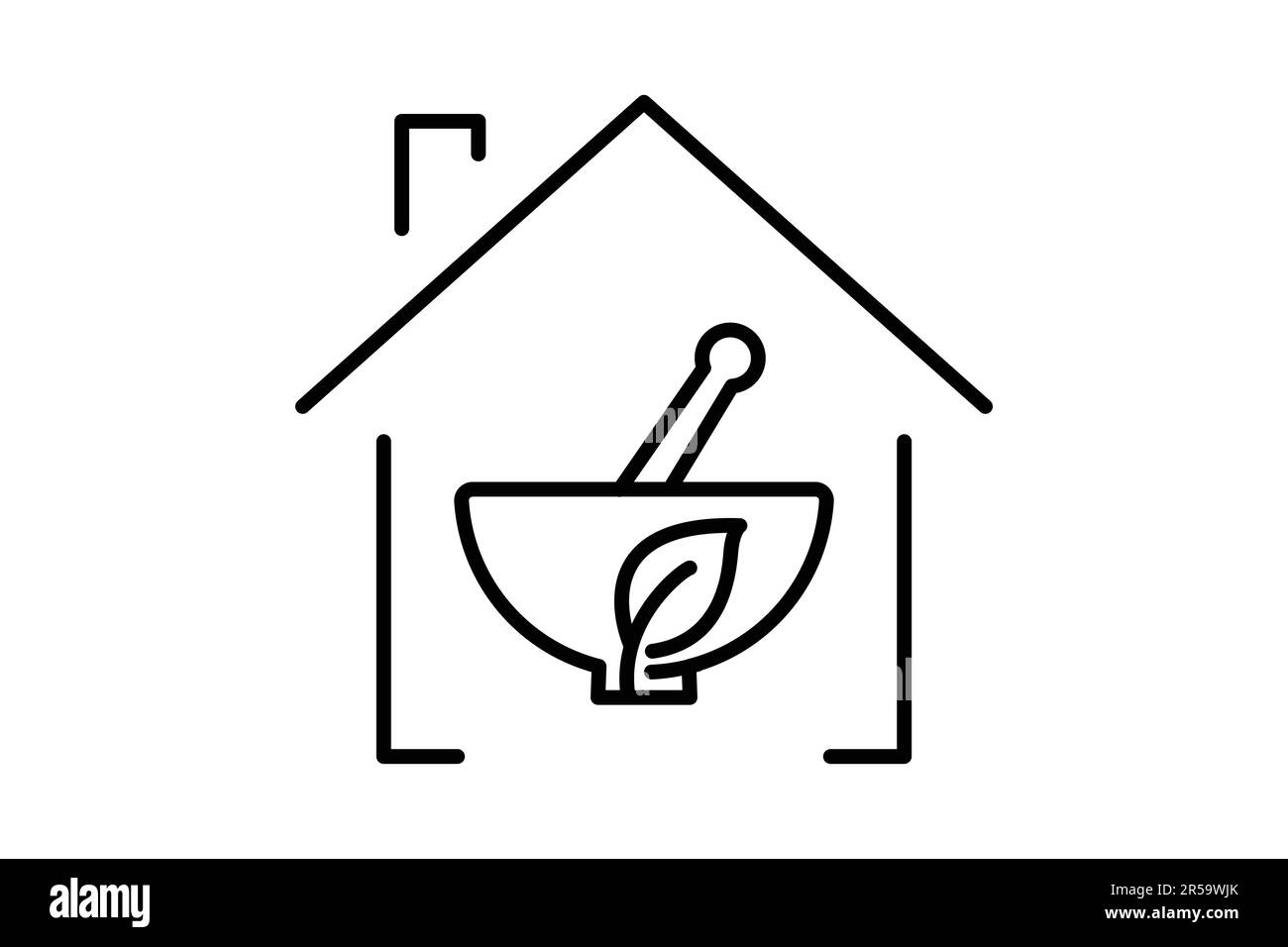 herbal medicine icon. leaves in house. icon related to herbal medicine house, healthy house. Line icon style design. Simple vector design editable Stock Vector