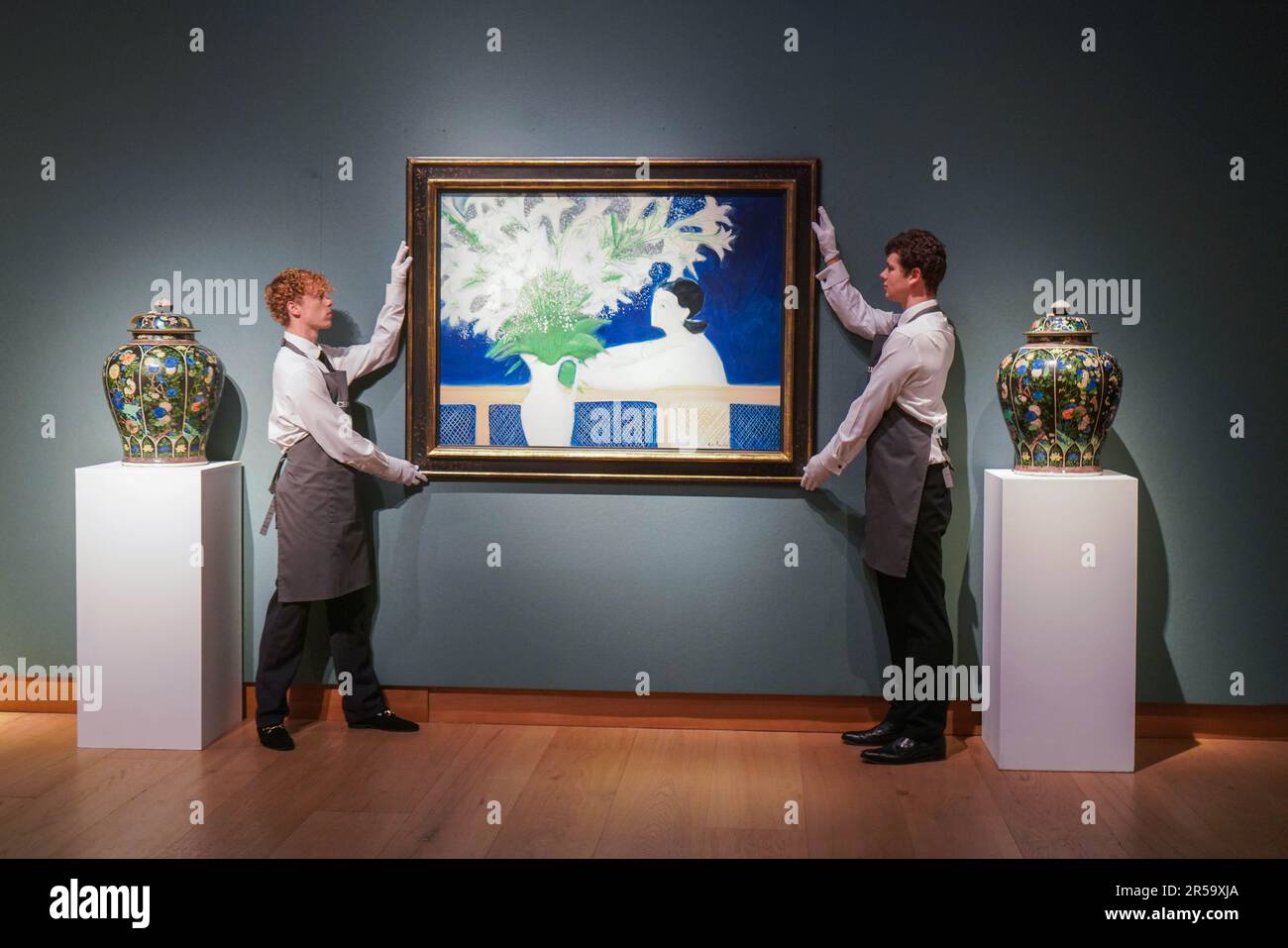 London UK. 2 June 2023 .ANDRÉ BRASILIER (B. 1929) Grand bouquet de lis, Estimate: GBP 30,000 – 50,000. The Robin and Rupert Hambro collection preview at Christie's London. The sale takes place on 8 June.Credit: amer ghazzal/Alamy Live News Stock Photo