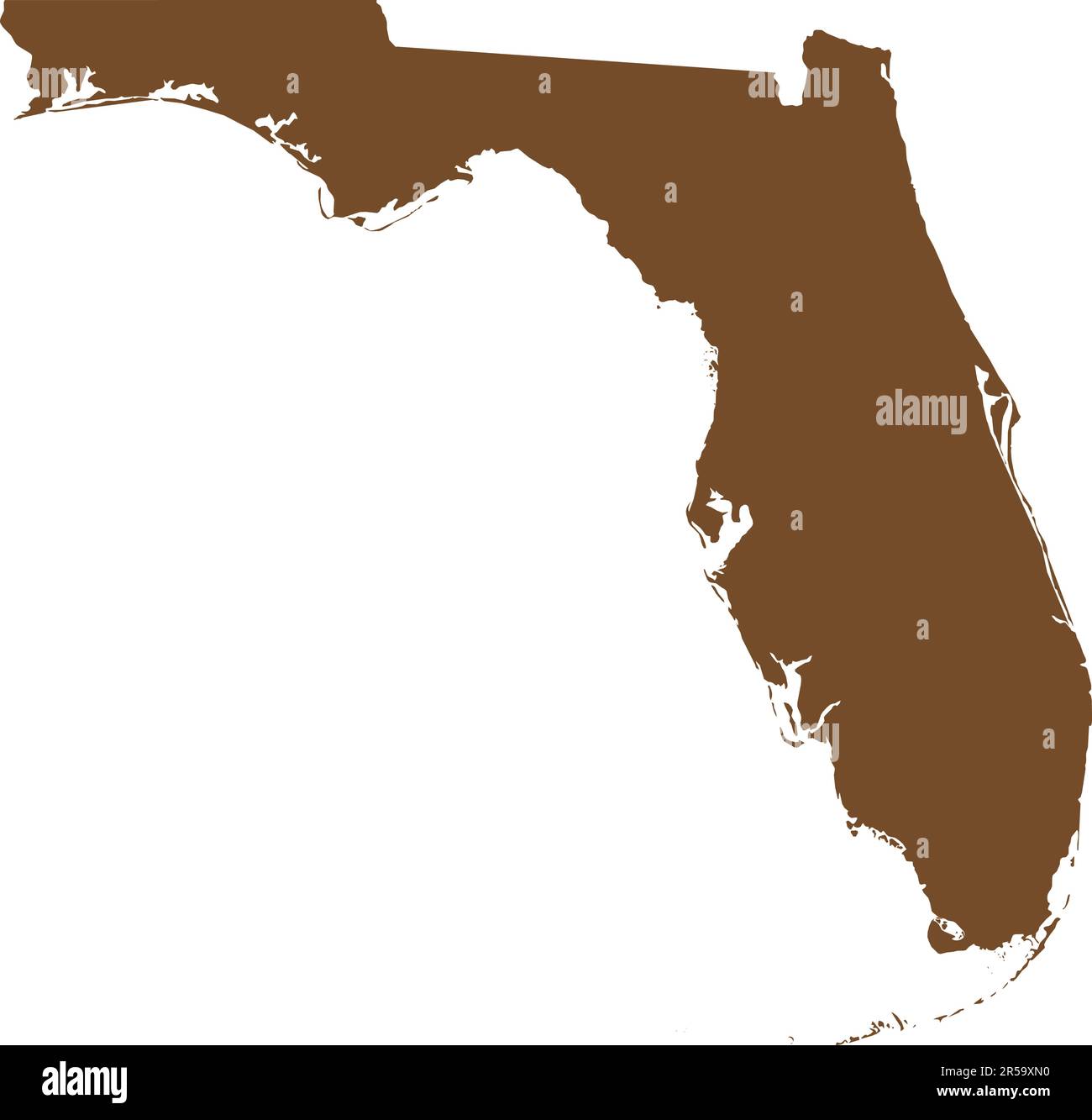 BROWN CMYK color map of FLORIDA, USA Stock Vector Image & Art Alamy