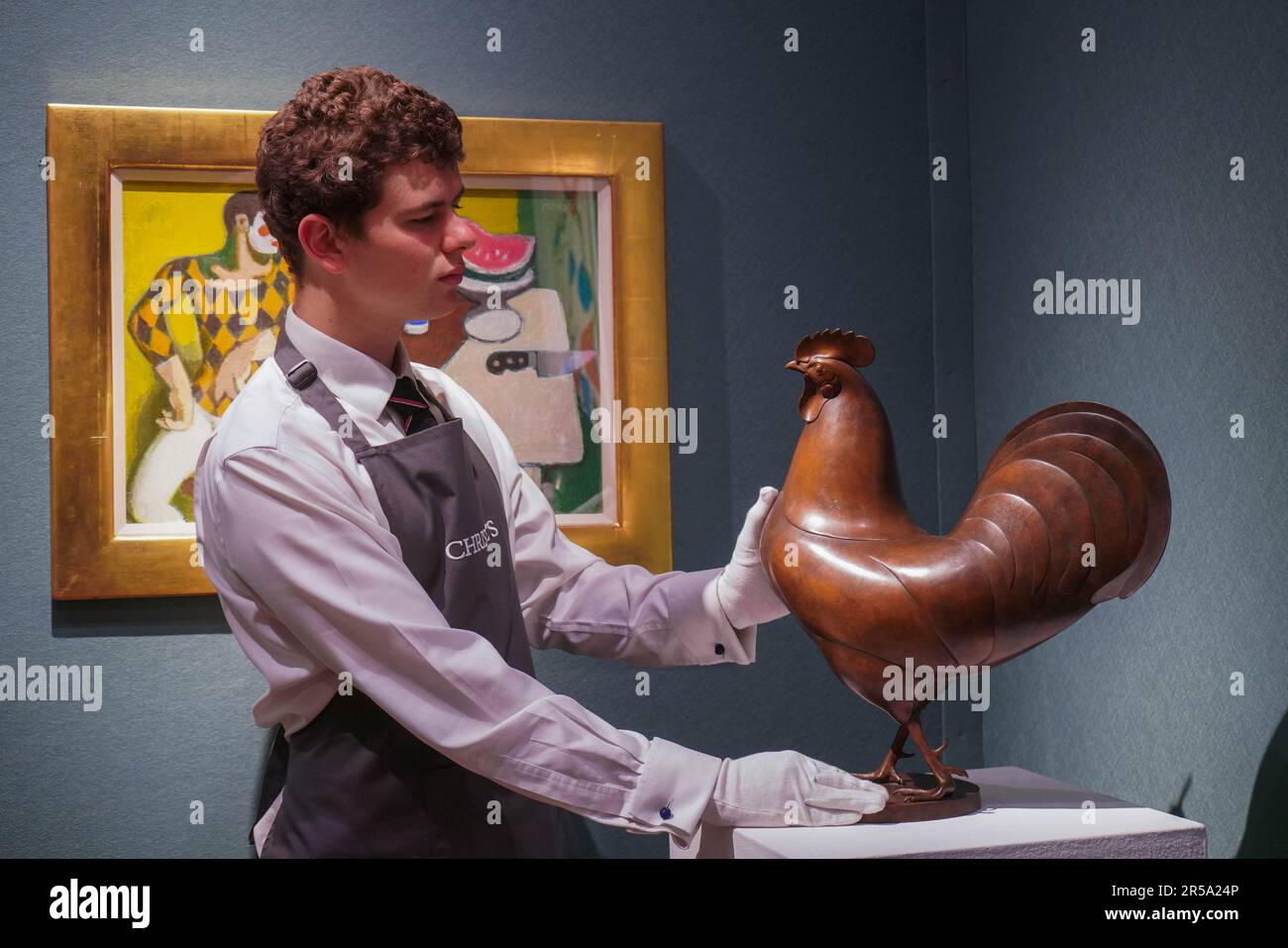 London UK. 2 June 2023 .GEOFFREY DASHWOOD (BRITISH, B. 1947) Cockerel, Estimate: GBP 2,000 – GBP 3,000. The Robin and Rupert Hambro collection preview at Christte's London. The sale takes place on 8 June.Credit: amer ghazzal/Alamy Live News Stock Photo
