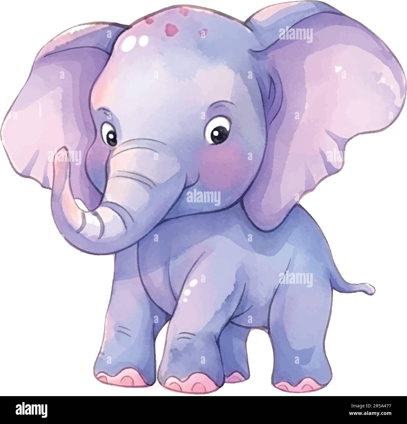 Baby elephant watercolor in cartoon style on colorful background. Greeting  card template. Cartoon vector illustration Stock Vector Image & Art - Alamy