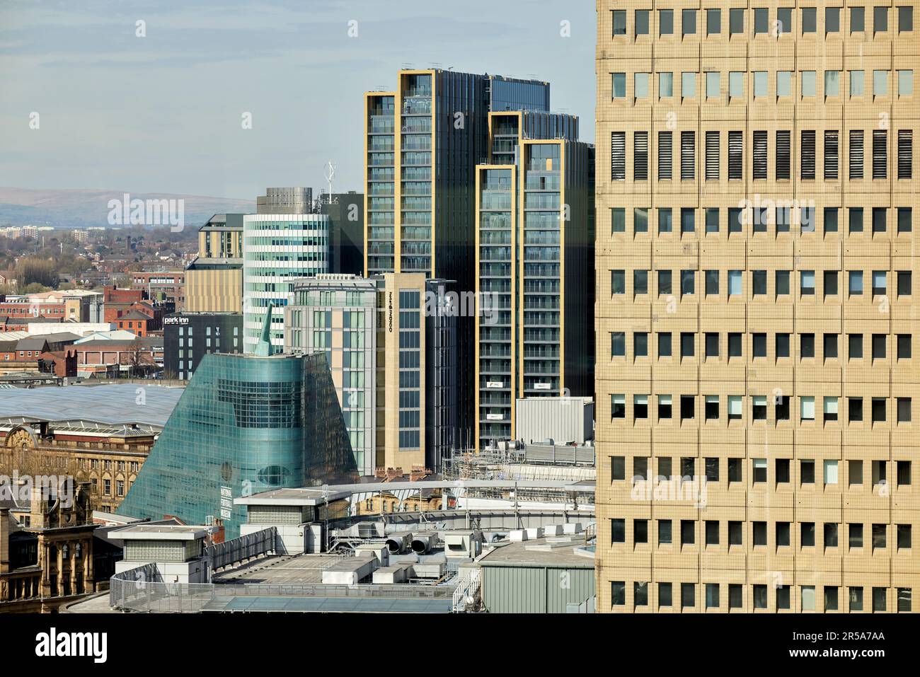 Manchester new apartments and Urbis in the changing skyline Stock Photo