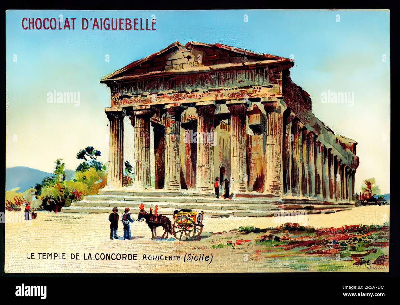 Temple of Concord, Agrigento Vintage French Tradecard, Belle Epoque