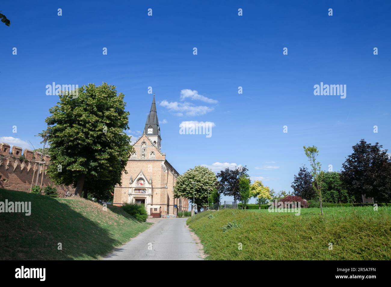 Picture of the Sveti Ivan Kapistran catholic church in the Ilok Castle. Ilok is the easternmost town and municipality in northeastern Croatia. Located Stock Photo