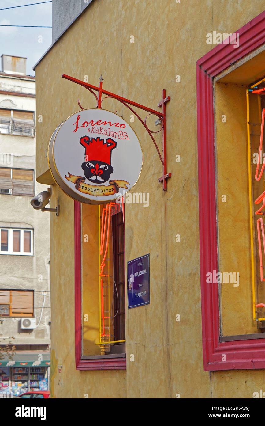 Belgrade, Serbia - October 5, 2020: Eclectic restaurant Lorenzo and Kakalamba at Cvijiceva street in capital city. Stock Photo
