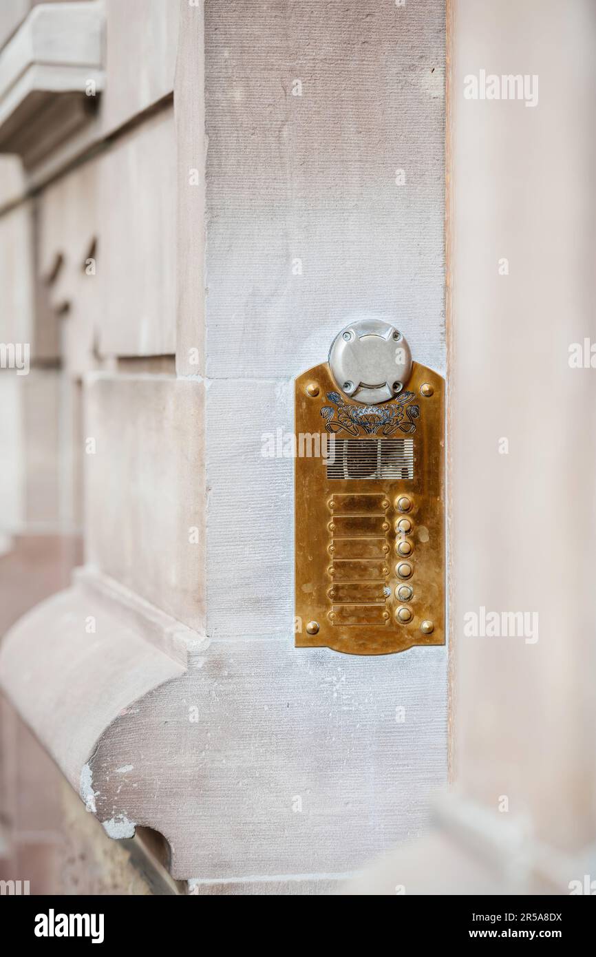 Contemporary architectural design in urban setting. Vintage wooden