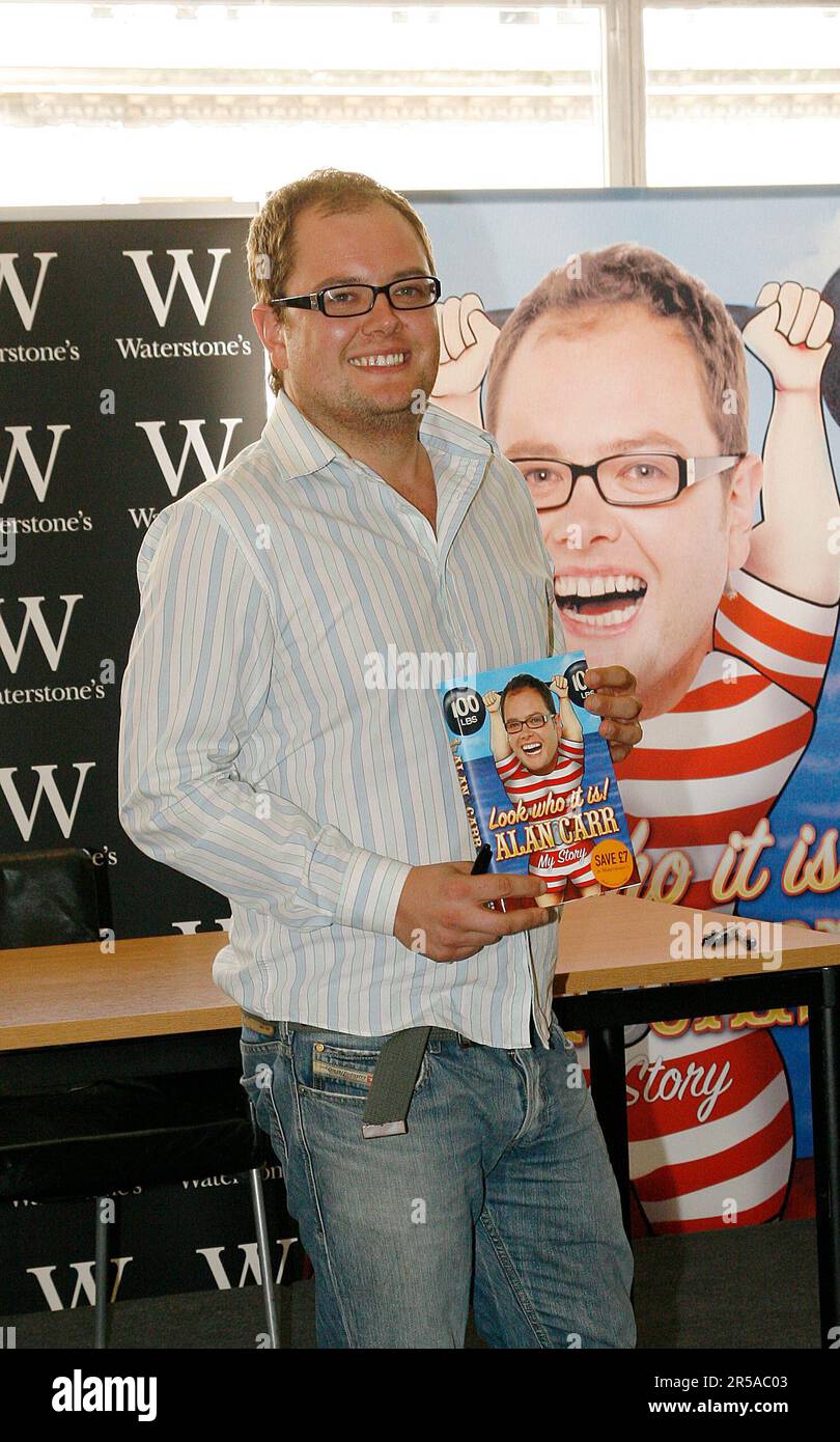 Comedian Alan Carr at the launch of his book 'Look who it is' at Waterstones Piccadilly London Stock Photo