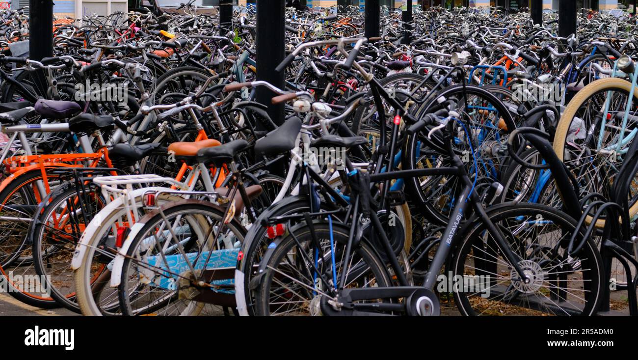 Amersfoort, The Netherlands, Kuly 6, 2022. Many bicycles in the bike park near the Central station. Stock Photo