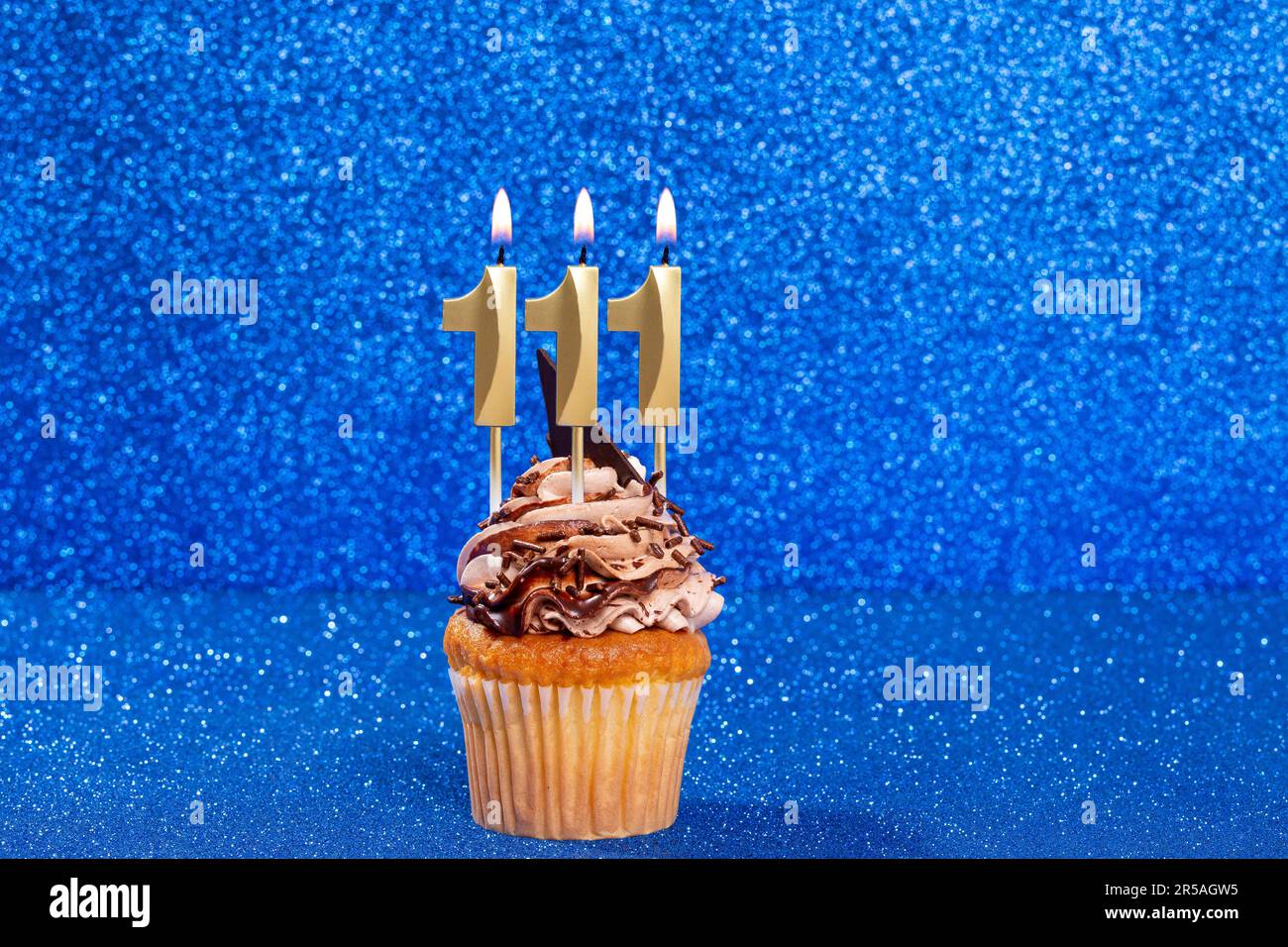 Cupcake With Number For Celebration Of Birthday Or Anniversary; Number 111 Stock Photo