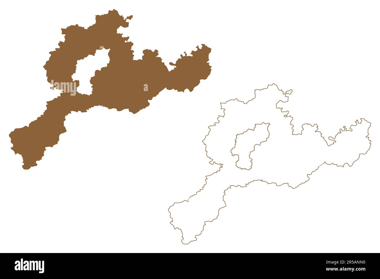 Sankt Polten-Land district (Republic of Austria or Österreich, Lower Austria or Niederösterreich state) map vector illustration, scribble sketch Bezir Stock Vector