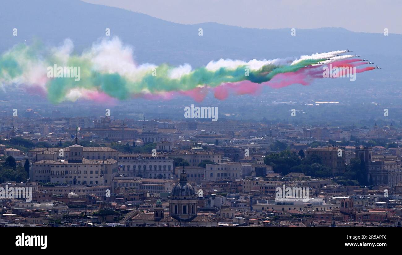 Rome, Italy. 2nd June, 2023. Italy's Frecce Tricolori Air Force ...